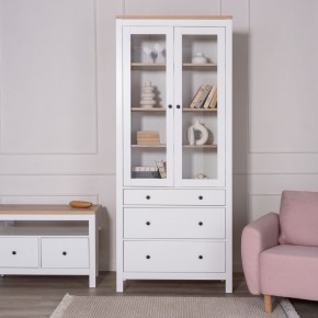 2.08.07.130.14 САГА шкаф с витриной 90 белый/ясень RU в Ревде - revda.ok-mebel.com | фото 4