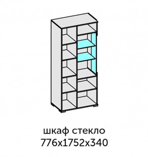 Аллегро-10 Шкаф 2дв. (со стеклом) (дуб крафт золотой-камень темный) в Ревде - revda.ok-mebel.com | фото 2