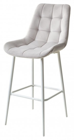 Барный стул ХОФМАН, цвет H-09 Светло-серый, велюр / белый каркас М-City в Ревде - revda.ok-mebel.com | фото 1