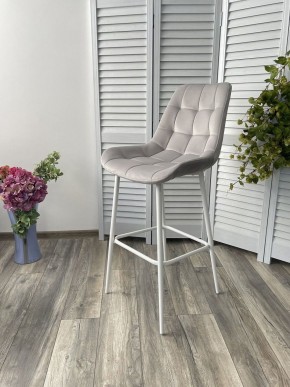 Барный стул ХОФМАН, цвет H-09 Светло-серый, велюр / белый каркас М-City в Ревде - revda.ok-mebel.com | фото 2