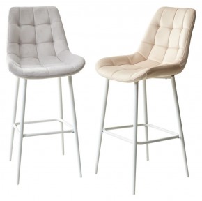 Барный стул ХОФМАН, цвет H-09 Светло-серый, велюр / белый каркас М-City в Ревде - revda.ok-mebel.com | фото 5