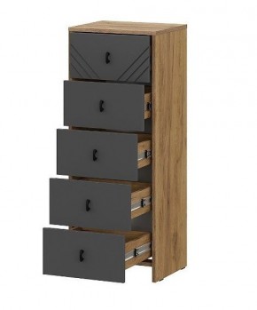 БАЙКАЛ Комод (5 ящиков) Графит/Дуб золотой в Ревде - revda.ok-mebel.com | фото 2