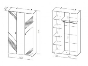 БАЙКАЛ Шкаф трехстворчатый (Графит/Дуб золотой) в Ревде - revda.ok-mebel.com | фото 3