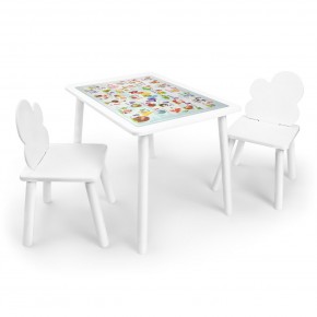 Детский комплект стол и два стула Облачко Rolti Baby с накладкой Алфавит (белая столешница/белое сиденье/белые ножки) в Ревде - revda.ok-mebel.com | фото