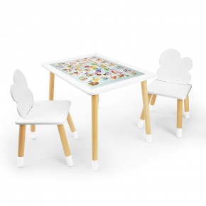 Детский комплект стол и два стула Облачко Rolti Baby с накладкой Алфавит (белая столешница/белое сиденье/береза ножки) в Ревде - revda.ok-mebel.com | фото