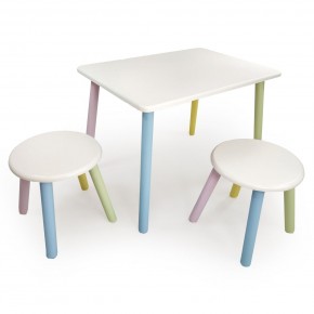 Детский комплект стол и два табурета круглых  (Белый, Белый, Цветной) в Ревде - revda.ok-mebel.com | фото