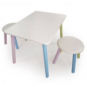 Детский комплект стол и два табурета круглых  (Белый, Белый, Цветной) в Ревде - revda.ok-mebel.com | фото 2