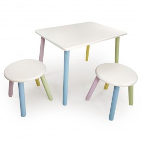 Детский комплект стол и два табурета круглых с накладкой Алфавит (Белый, Белый, Цветной) в Ревде - revda.ok-mebel.com | фото