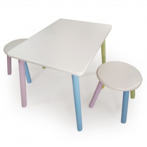 Детский комплект стол и два табурета круглых с накладкой Алфавит (Белый, Белый, Цветной) в Ревде - revda.ok-mebel.com | фото 3