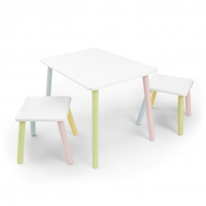 Детский комплект стол и два табурета Rolti Baby (белая столешница/белое сиденье/цветные ножки) в Ревде - revda.ok-mebel.com | фото 1