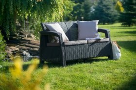 Диван пластиковый Корфу (Corfu love seat) графит в Ревде - revda.ok-mebel.com | фото 2