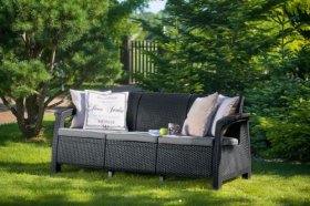 Диван пластиковый Корфу Макс (Corfu love seat max) графит в Ревде - revda.ok-mebel.com | фото 2