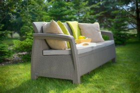 Диван пластиковый Корфу Макс (Corfu love seat max) капучино - песок в Ревде - revda.ok-mebel.com | фото 3