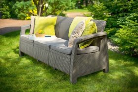 Диван пластиковый Корфу Макс (Corfu love seat max) капучино - песок в Ревде - revda.ok-mebel.com | фото 4