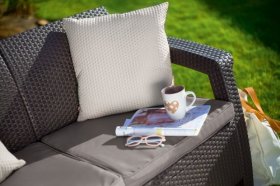 Диван пластиковый Корфу Макс (Corfu love seat max) коричневый в Ревде - revda.ok-mebel.com | фото 3