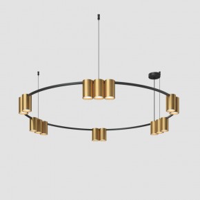 DK4067-BK+SG Подвесной светильник ORBIT, IP20, 15xGU10 LED, до 15 Вт, черный + сатинированное золото, алюминий в Ревде - revda.ok-mebel.com | фото