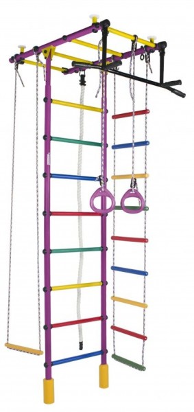 ДСК Атлант цв.фиолетовый радуга: турник, кольца, канат, трапеция, веревочная лестница в Ревде - revda.ok-mebel.com | фото
