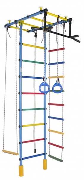 ДСК Атлант цв.голубой радуга: турник, кольца, канат, трапеция, веревочная лестница в Ревде - revda.ok-mebel.com | фото