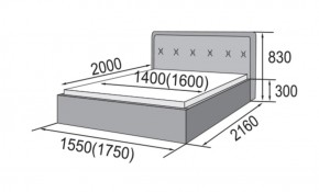 ГРЕТА Кровать 1400 (экокожа бежевая) в Ревде - revda.ok-mebel.com | фото 2