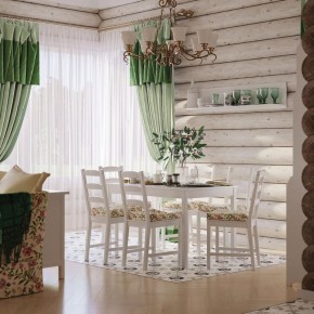 Комлект Вествик обеденный стол и четыре стула, массив сосны, цвет белый в Ревде - revda.ok-mebel.com | фото 1