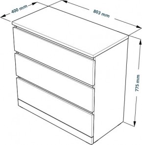 Комод Варма 3 с тремя выдвижными ящиками, цвет белый в Ревде - revda.ok-mebel.com | фото 4