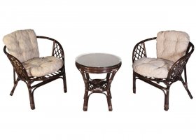 Комплект Багама дуэт, подушки светлые обычные шенил (Темно-коричневый) стол круглый в Ревде - revda.ok-mebel.com | фото 1