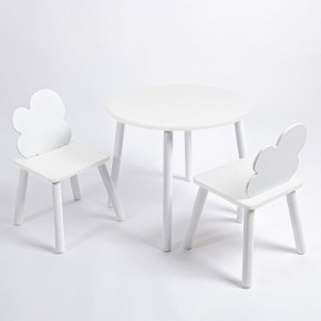 Комплект детский стол КРУГЛЫЙ и два стула ОБЛАЧКО ROLTI Baby (белая столешница/белое сиденье/белые ножки) в Ревде - revda.ok-mebel.com | фото