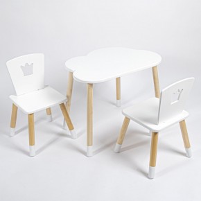 Комплект детский стол ОБЛАЧКО и два стула КОРОНА ROLTI Baby (белая столешница/белое сиденье/береза ножки) в Ревде - revda.ok-mebel.com | фото