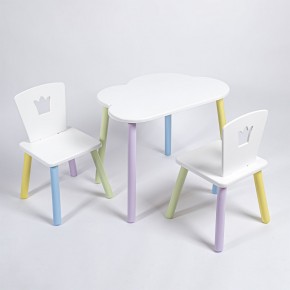 Комплект детский стол ОБЛАЧКО и два стула КОРОНА ROLTI Baby (белая столешница/белое сиденье/цветные ножки) в Ревде - revda.ok-mebel.com | фото