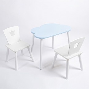 Комплект детский стол ОБЛАЧКО и два стула КОРОНА ROLTI Baby (голубая столешница/белое сиденье/белые ножки) в Ревде - revda.ok-mebel.com | фото