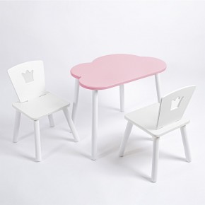 Комплект детский стол ОБЛАЧКО и два стула КОРОНА ROLTI Baby (розовая столешница/белое сиденье/белые ножки) в Ревде - revda.ok-mebel.com | фото