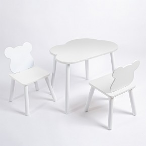 Комплект детский стол ОБЛАЧКО и два стула МИШКА ROLTI Baby (белая столешница/белое сиденье/белые ножки) в Ревде - revda.ok-mebel.com | фото
