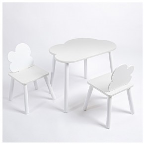 Комплект детский стол ОБЛАЧКО и два стула ОБЛАЧКО ROLTI Baby (белая столешница/белое сиденье/белые ножки) в Ревде - revda.ok-mebel.com | фото