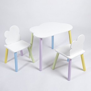 Комплект детский стол ОБЛАЧКО и два стула ОБЛАЧКО  ROLTI Baby (белая столешница/белое сиденье/цветные ножки) в Ревде - revda.ok-mebel.com | фото