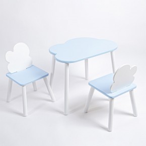 Комплект детский стол ОБЛАЧКО и два стула ОБЛАЧКО ROLTI Baby (голубая столешница/голубое сиденье/белые ножки) в Ревде - revda.ok-mebel.com | фото