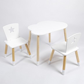 Комплект детский стол ОБЛАЧКО и два стула ЗВЕЗДА ROLTI Baby (белая столешница/белое сиденье/береза ножки) в Ревде - revda.ok-mebel.com | фото