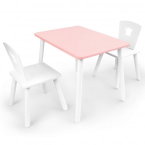 Комплект детской мебели стол и два стула Корона  (Розовый/Белый/Белый) в Ревде - revda.ok-mebel.com | фото 1