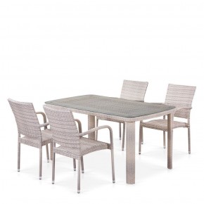 Комплект плетеной мебели T256C/Y376C-W85 Latte (4+1) + подушки на стульях в Ревде - revda.ok-mebel.com | фото