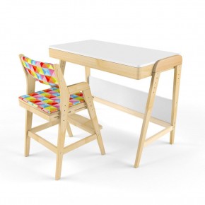 Комплект растущий стол и стул с чехлом 38 попугаев «Вуди» (Белый, Береза, Ромбы) в Ревде - revda.ok-mebel.com | фото