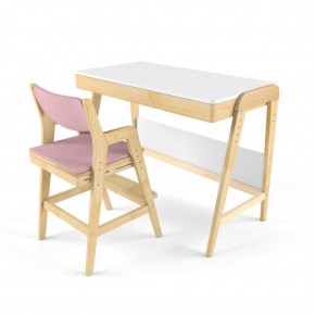 Комплект растущий стол и стул с чехлом 38 попугаев «Вуди» (Белый, Береза, Розовый) в Ревде - revda.ok-mebel.com | фото