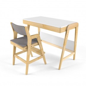 Комплект растущий стол и стул с чехлом 38 попугаев «Вуди» (Белый, Без покрытия, Серый) в Ревде - revda.ok-mebel.com | фото