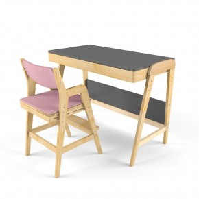 Комплект растущий стол и стул с чехлом 38 попугаев «Вуди» (Серый, Береза, Розовый) в Ревде - revda.ok-mebel.com | фото
