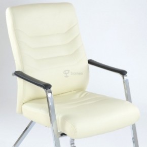 Кресло Barneo K-25 для посетителей и переговорных (хром, бежевая экокожа) в Ревде - revda.ok-mebel.com | фото 4