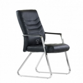 Кресло Barneo K-25 для посетителей и переговорных (хром, черная экокожа) в Ревде - revda.ok-mebel.com | фото