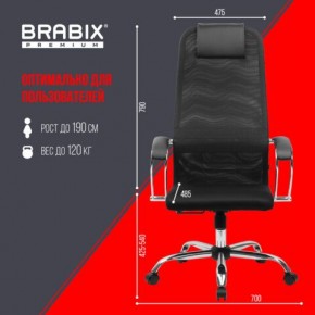 Кресло BRABIX PREMIUM "Ultimate EX-800" хром, плотная двойная сетка Х2, черное, 532911 в Ревде - revda.ok-mebel.com | фото 6