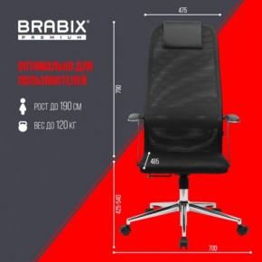 Кресло BRABIX PREMIUM "Ultimate EX-801" хром, плотная двойная сетка Х2, черное, 532917 в Ревде - revda.ok-mebel.com | фото 7