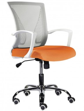Кресло BRABIX "Wings MG-306", пластик белый, хром, сетка, серое/оранжевое, 532011 в Ревде - revda.ok-mebel.com | фото