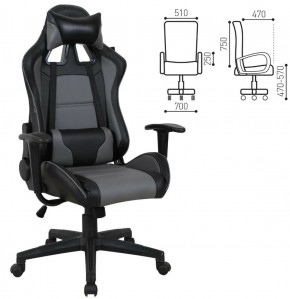 Кресло компьютерное BRABIX "GT Racer GM-100" (черное/серое) 531926 в Ревде - revda.ok-mebel.com | фото 2
