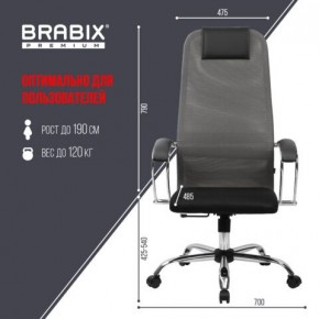 Кресло офисное BRABIX PREMIUM "Ultimate EX-800" хром, плотная двойная сетка Х2, черное/серое, 532912 в Ревде - revda.ok-mebel.com | фото 3