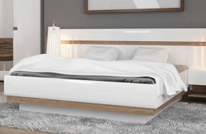 Кровать 140/TYP 91-01 с подъемником, LINATE ,цвет белый/сонома трюфель в Ревде - revda.ok-mebel.com | фото